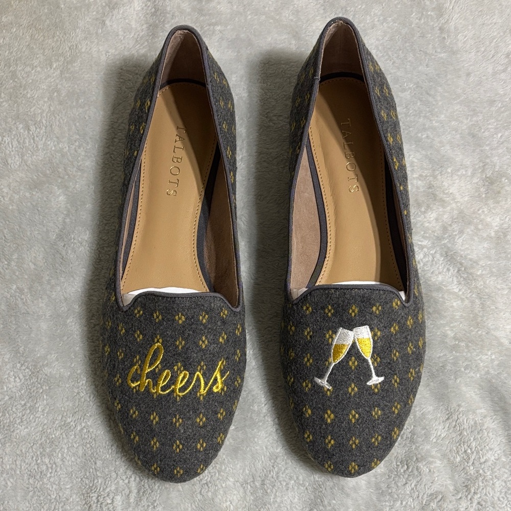 NWT Talbots Gray Ryan Novelty Cheers Loafers
